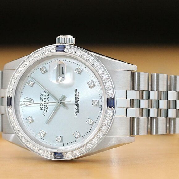 Sale! Rolex Sapphire 36mm Date 18k White Gold Watch - Picture 2 of 8